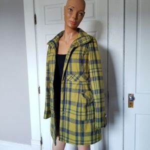 Target lime/navy plaid coat